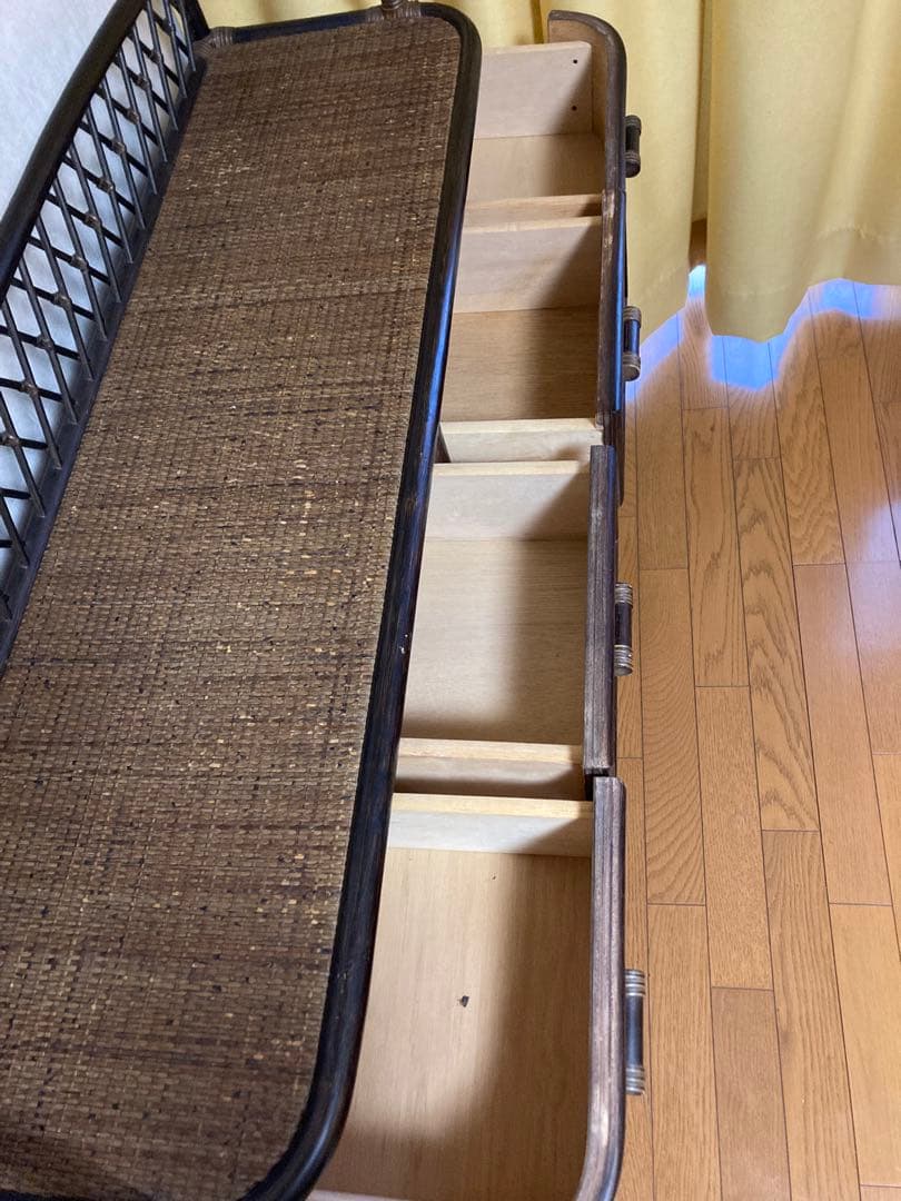 ラタン★籐★ワイドシェルフ　チェスト　アンティーク　ビンテージ