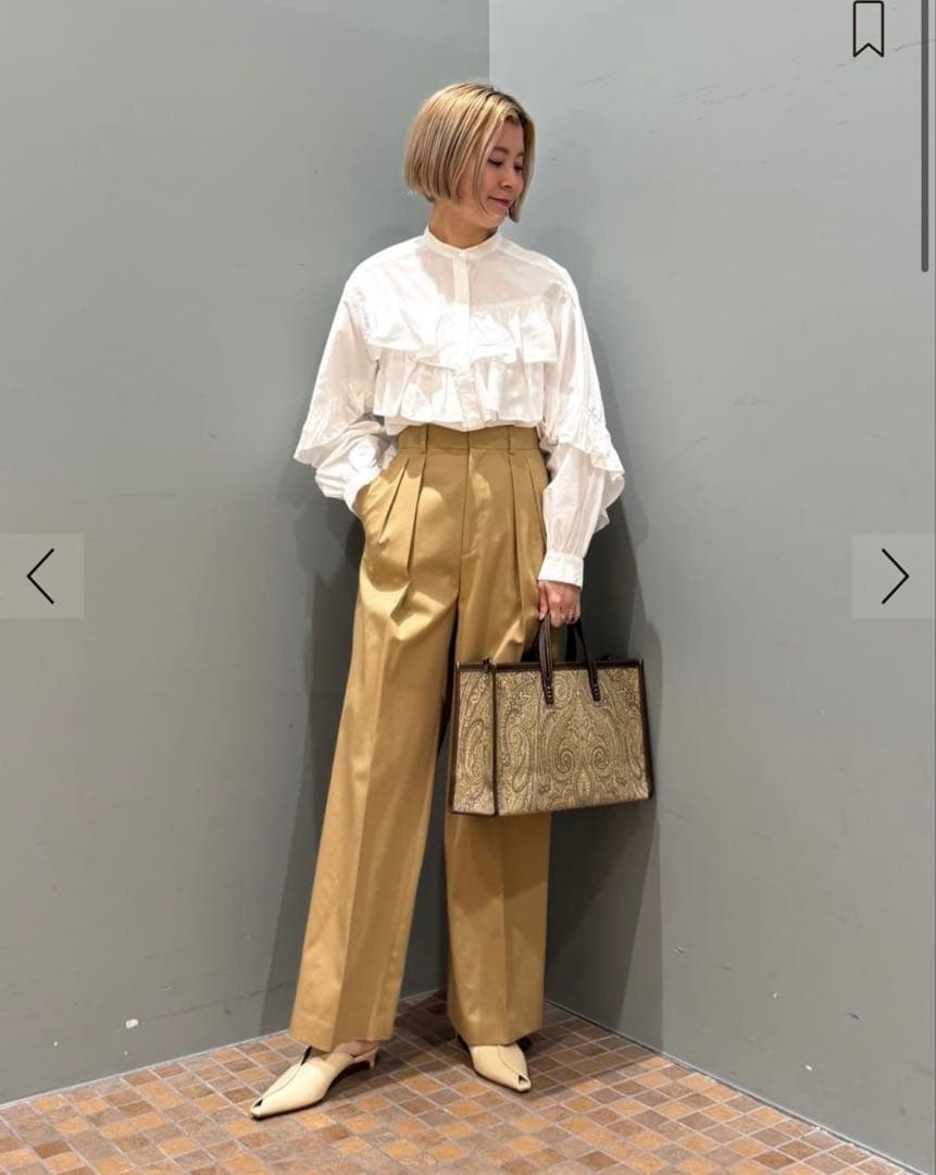 TOMORROWLAND MACPHEE コットンチノ タックワイドパンツ