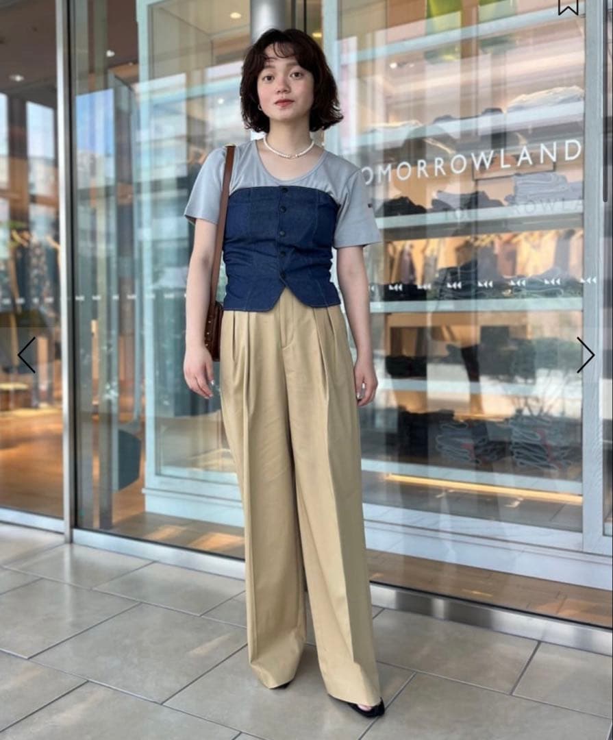 TOMORROWLAND MACPHEE コットンチノ タックワイドパンツ