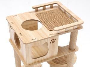 マット付 天空のキャットタワー 木製 宇宙船　展望台　多頭飼い 大型 168cm