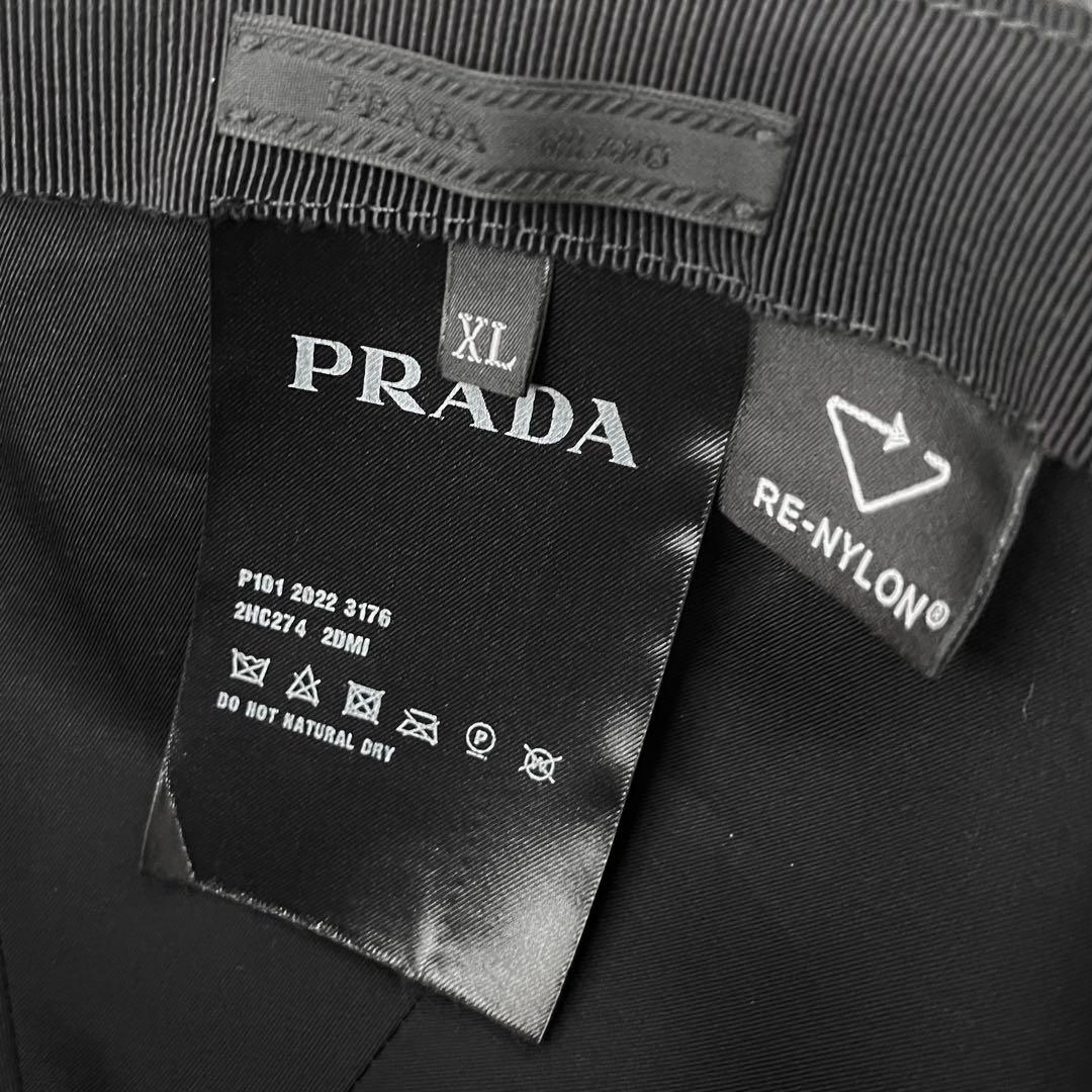 現行モデル 美品 プラダ ナイロン キャップ ブラック ロゴ XL PRADA