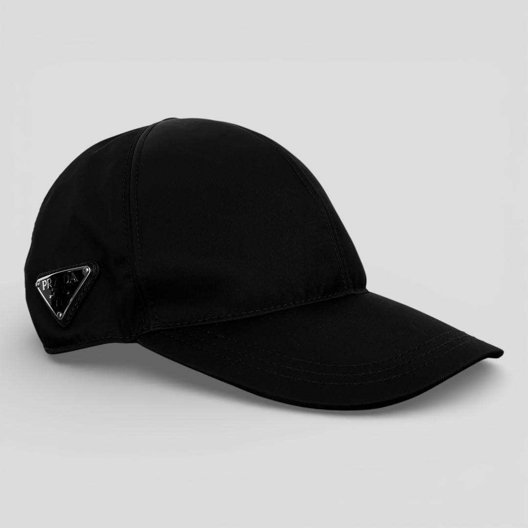 現行モデル 美品 プラダ ナイロン キャップ ブラック ロゴ XL PRADA