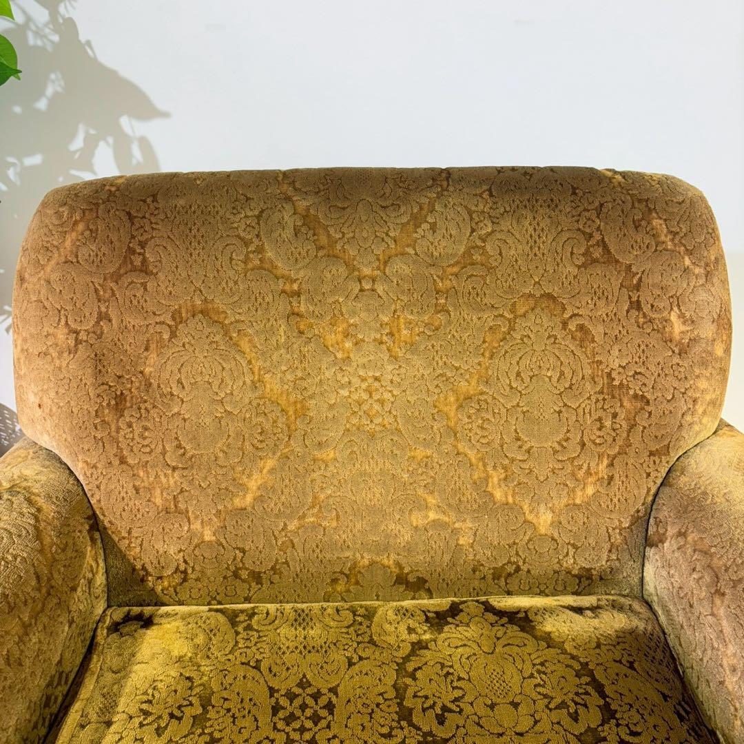 昭和レトロ 1人掛け ソファー　ダマスク柄 花柄 アームチェア アンティーク