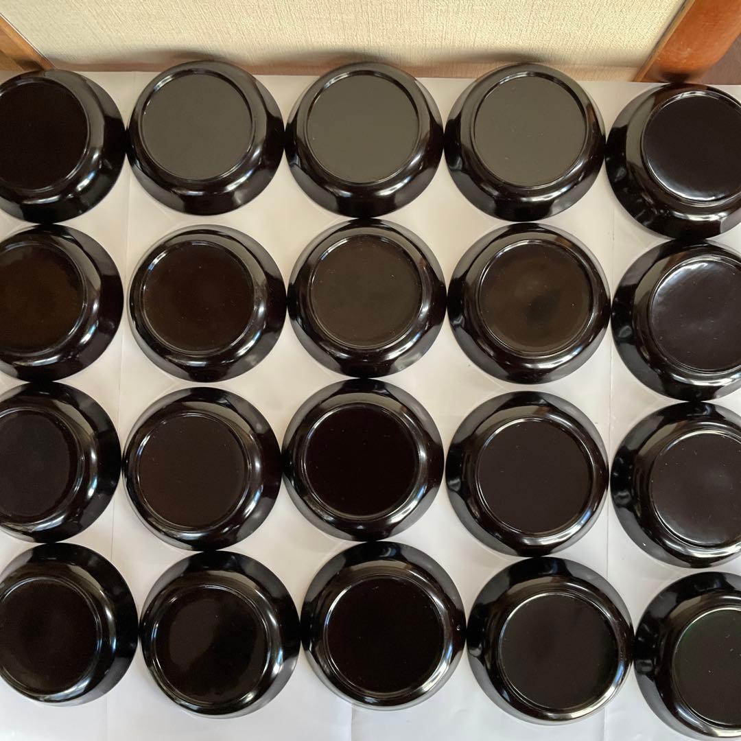 輪島塗　天然木くり抜沈金梅文菓子皿20枚揃　明治から大正頃