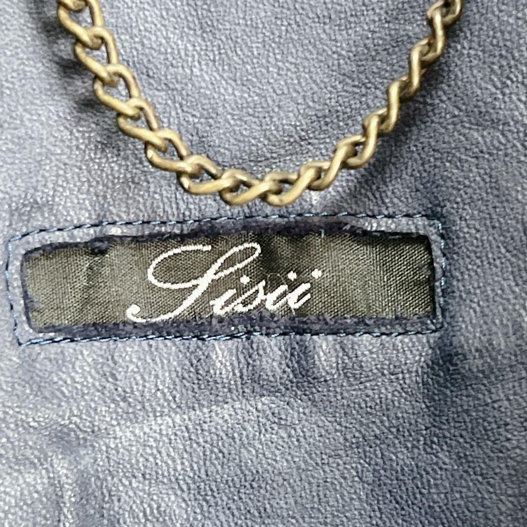 『sisii シシ』レザーライダースジャケット 牛革 洗濯可 ダブルジップ 紺青