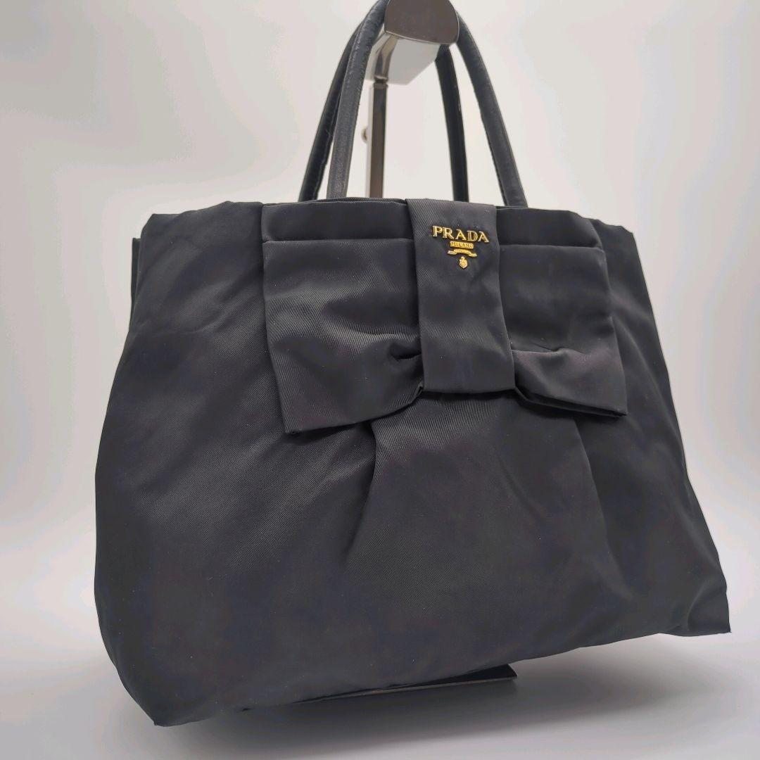 【人気モデル・美品】プラダ☆ハンドバッグ ナイロン テスート リボン ブラック