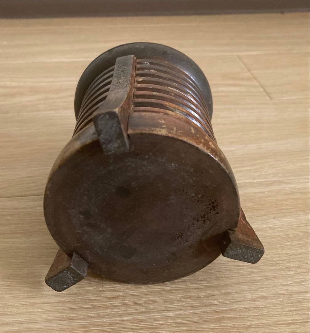 【稀少】アイヌ工芸　アイヌ紋様　手つき盆　シントコ小物入　脚付