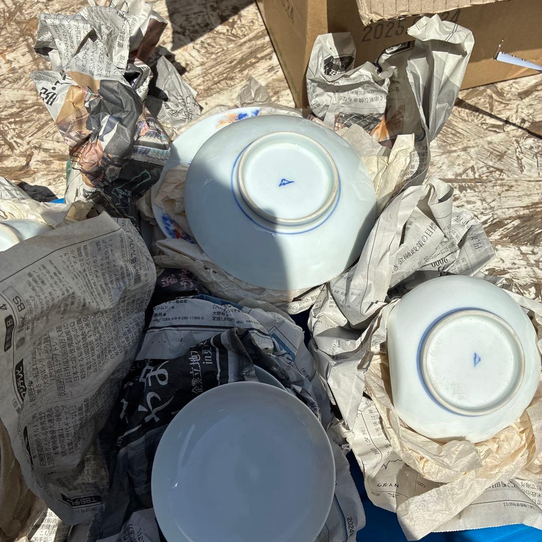 オールド深川青磁もみじ紅葉　皇室御用達　平皿小皿カップセット計54 富士流水裏印