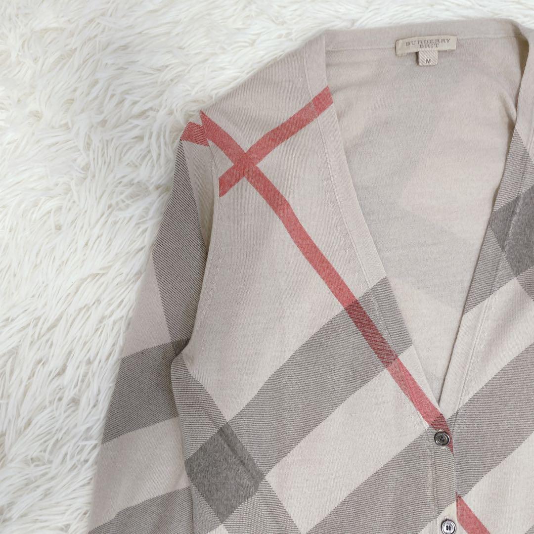 希少 BURBERRY メガノバチェック柄 カーディガン カシミヤ混 ベージュ