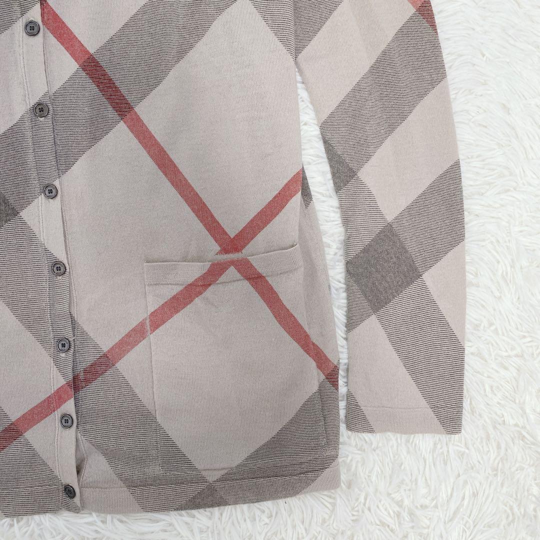 希少 BURBERRY メガノバチェック柄 カーディガン カシミヤ混 ベージュ