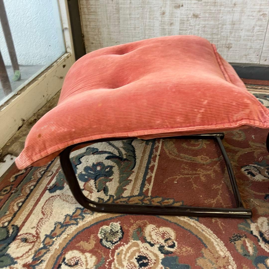 北欧レトロ フクキン ベロアリクライニングチェア アームチェア オットマン付き