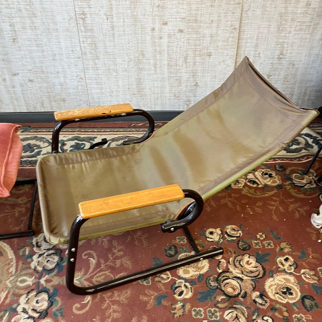 北欧レトロ フクキン ベロアリクライニングチェア アームチェア オットマン付き