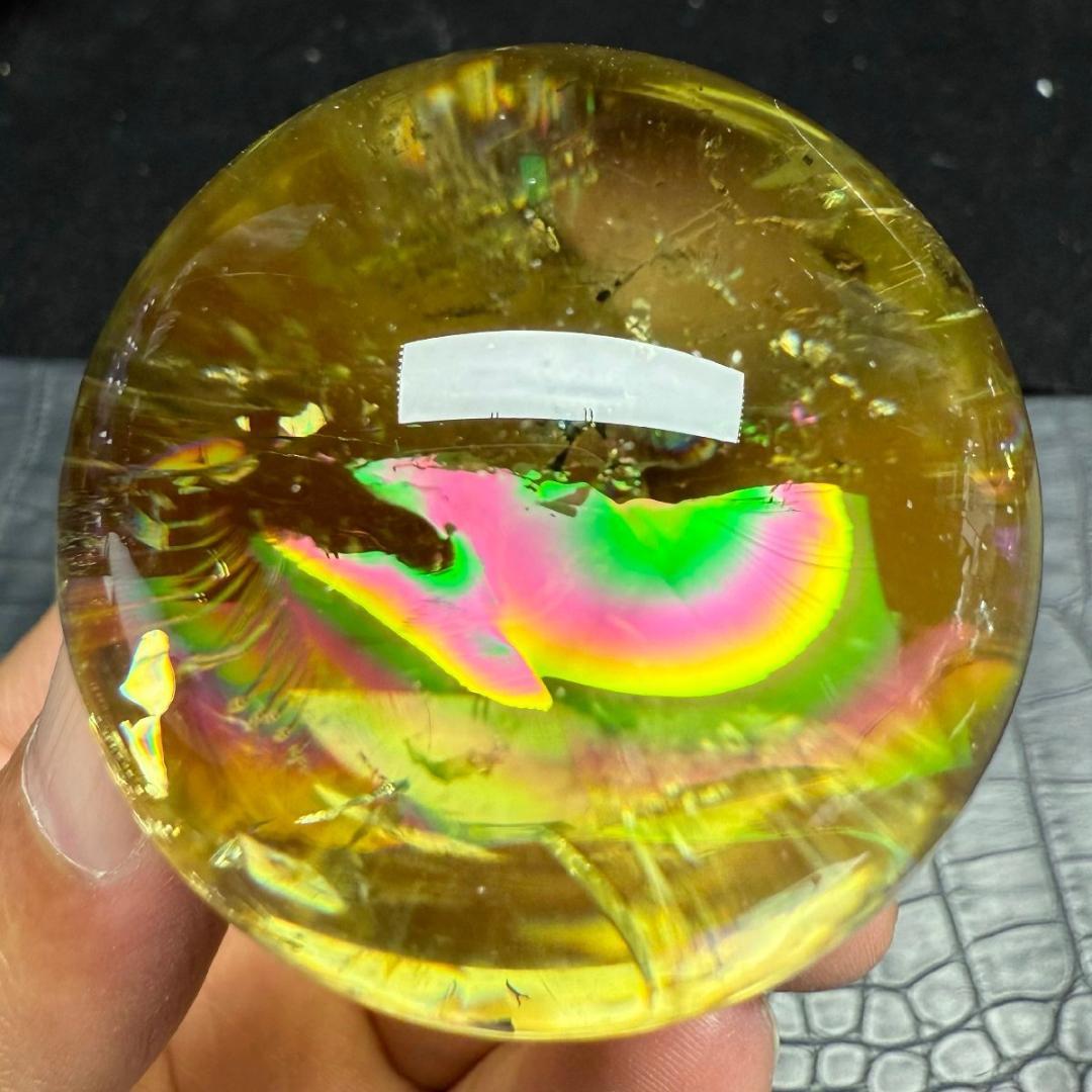 AAAAAAAA級金運UP天然レインボーシトリン丸玉B0101/YS/550C