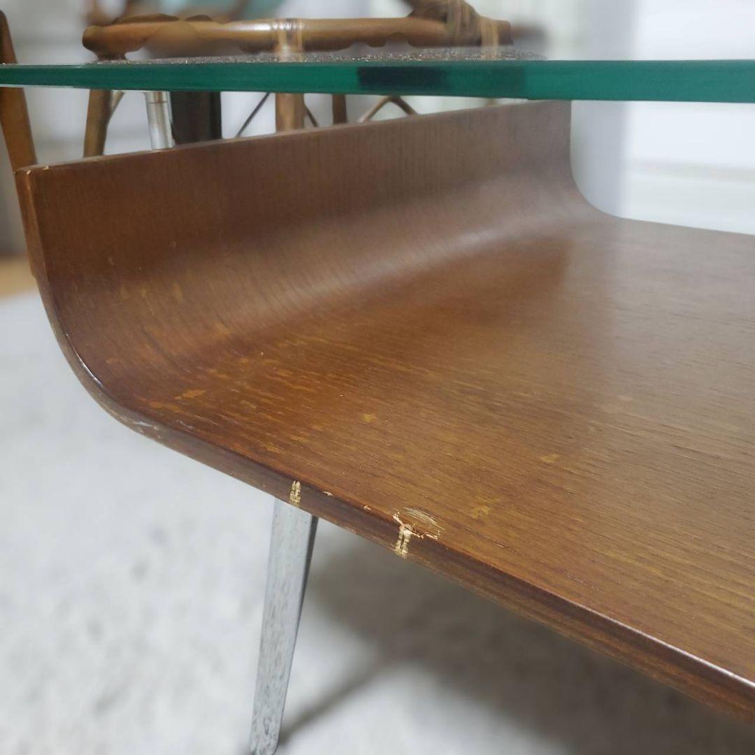東谷 ミッドセンチュリー センターテーブル 曲げ木 ガラステーブル ブラウン
