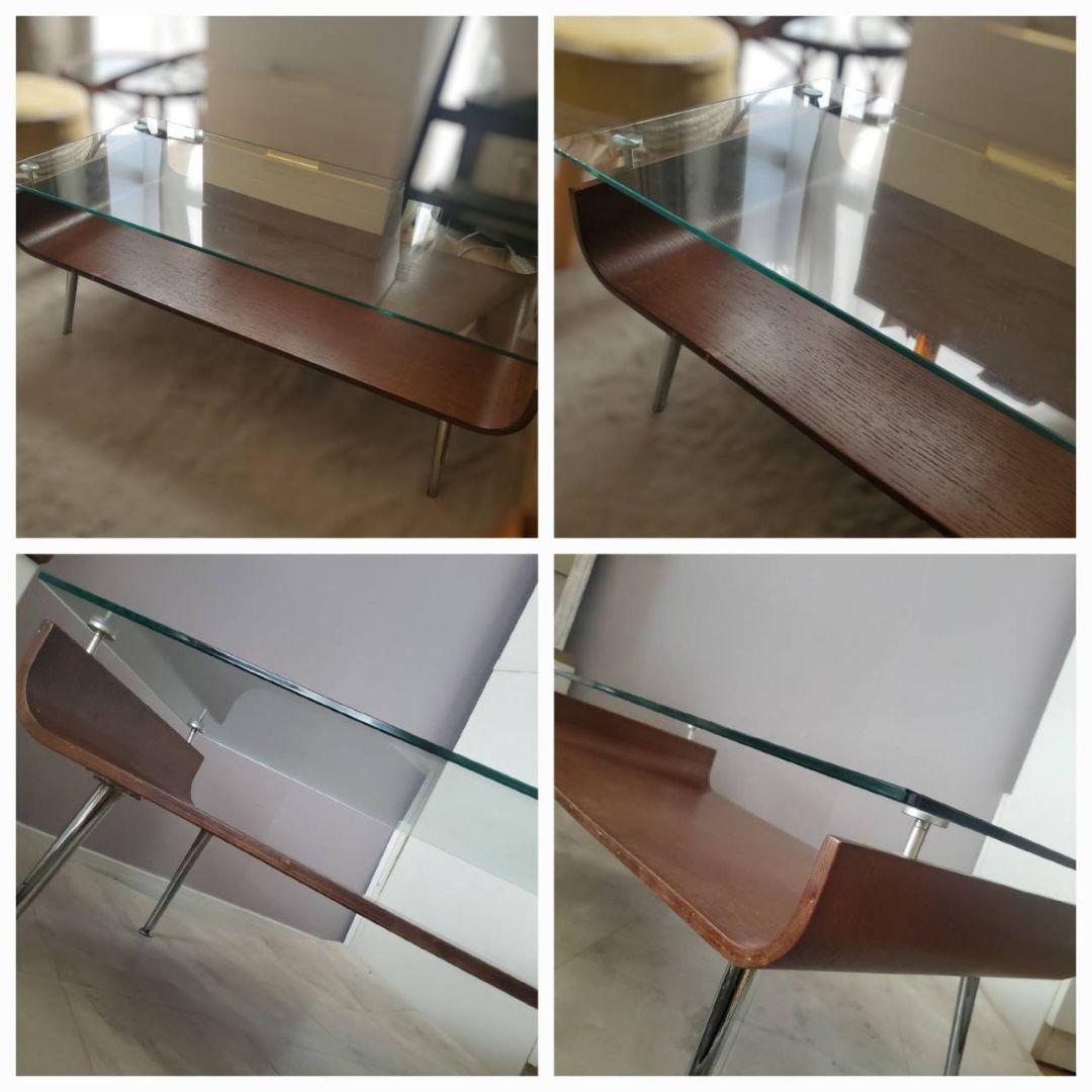 東谷 ミッドセンチュリー センターテーブル 曲げ木 ガラステーブル ブラウン