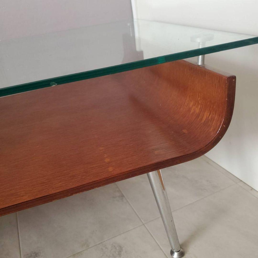 東谷 ミッドセンチュリー センターテーブル 曲げ木 ガラステーブル ブラウン