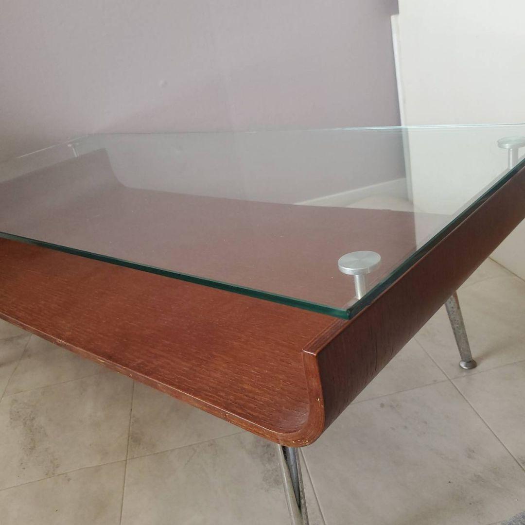 東谷 ミッドセンチュリー センターテーブル 曲げ木 ガラステーブル ブラウン