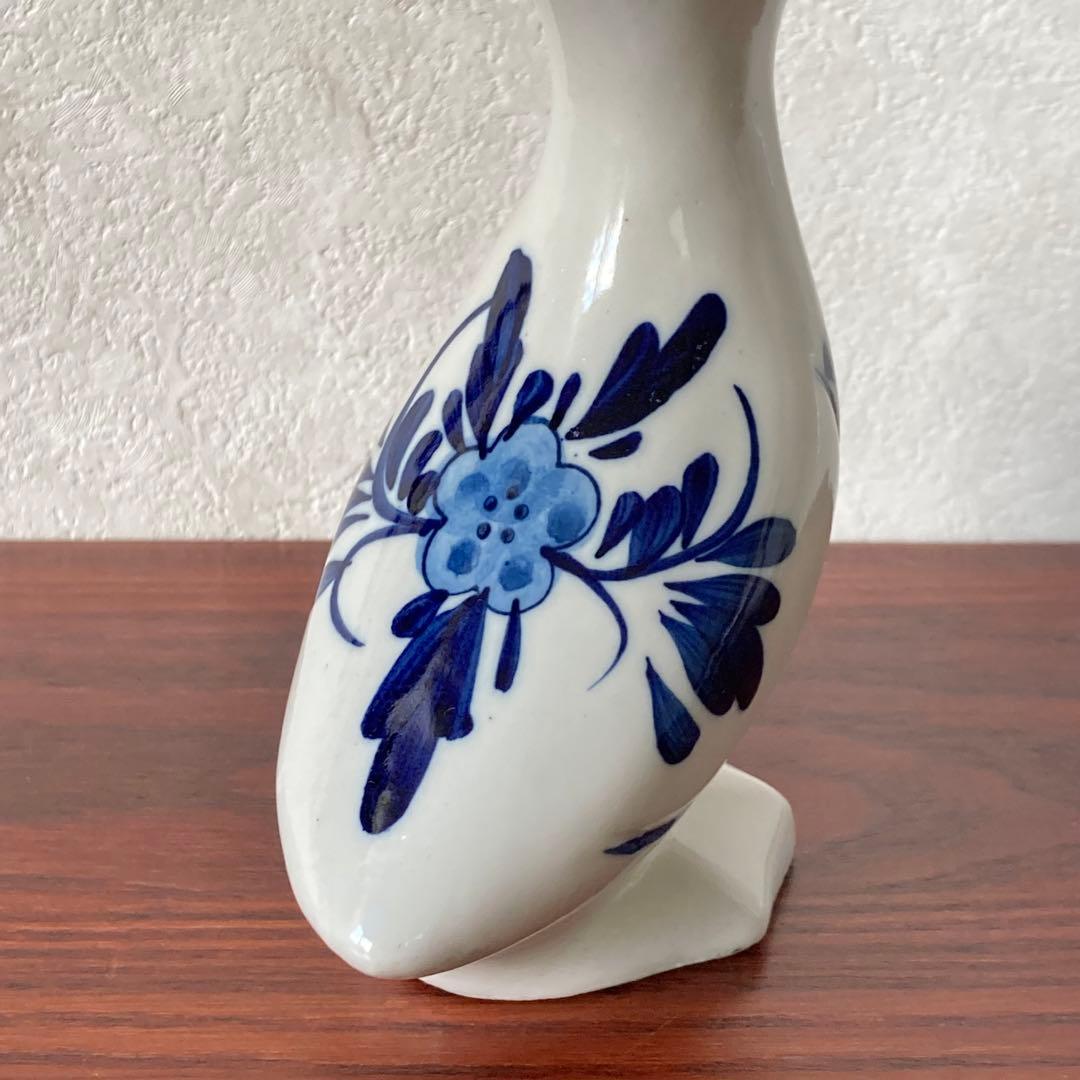 デルフトブルー　アヒル　陶器　置物　オブジェ　ハンドペイント