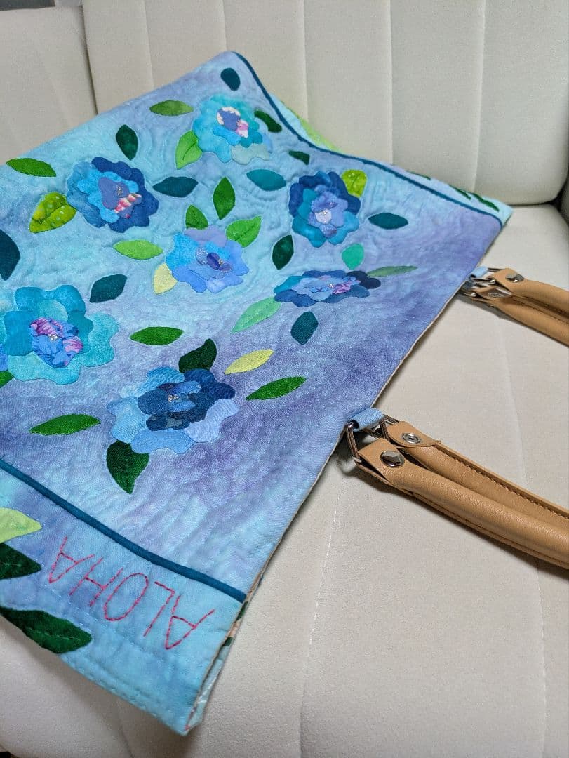 ★ハワイアンキルト薔薇いっぱいの ビッグトートバッグ