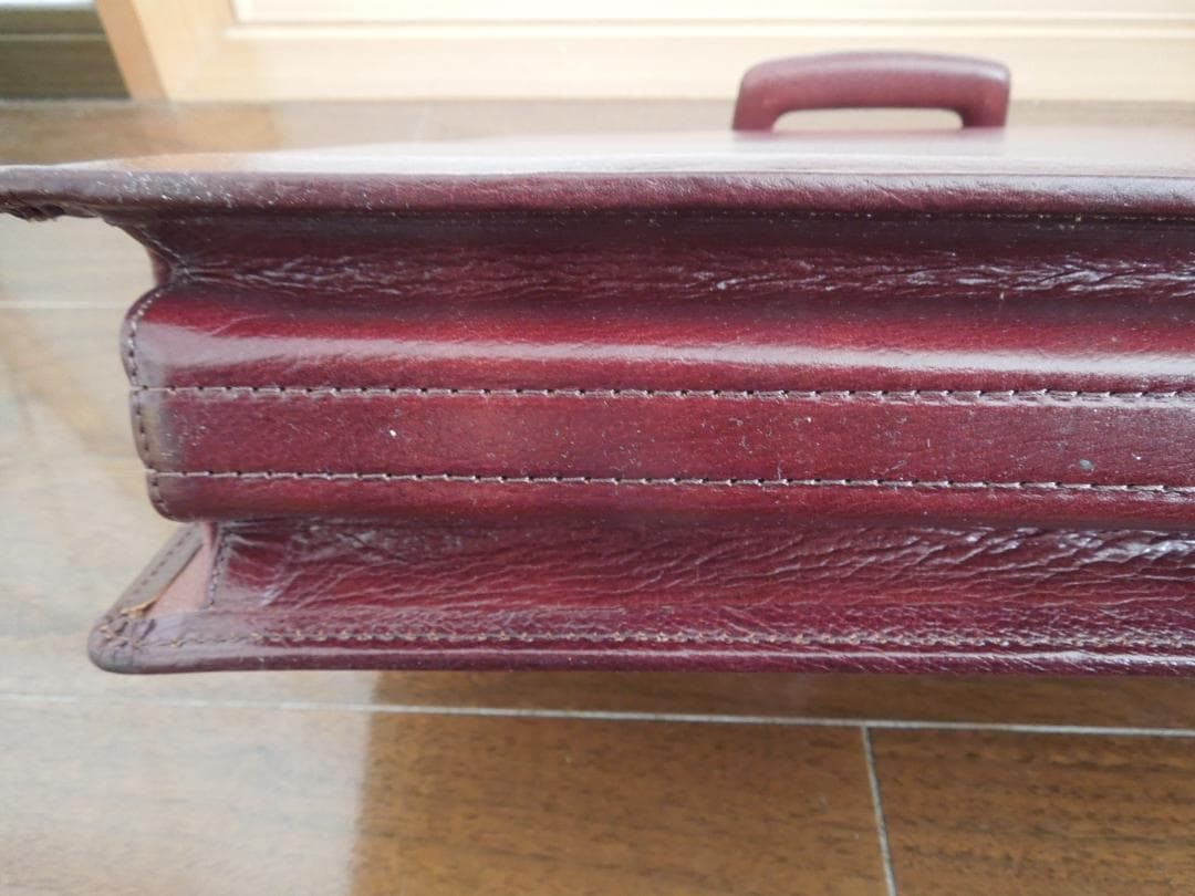 【しえもん】レザー製 バーガンディ ブリーフケース / 本革　鍵付き