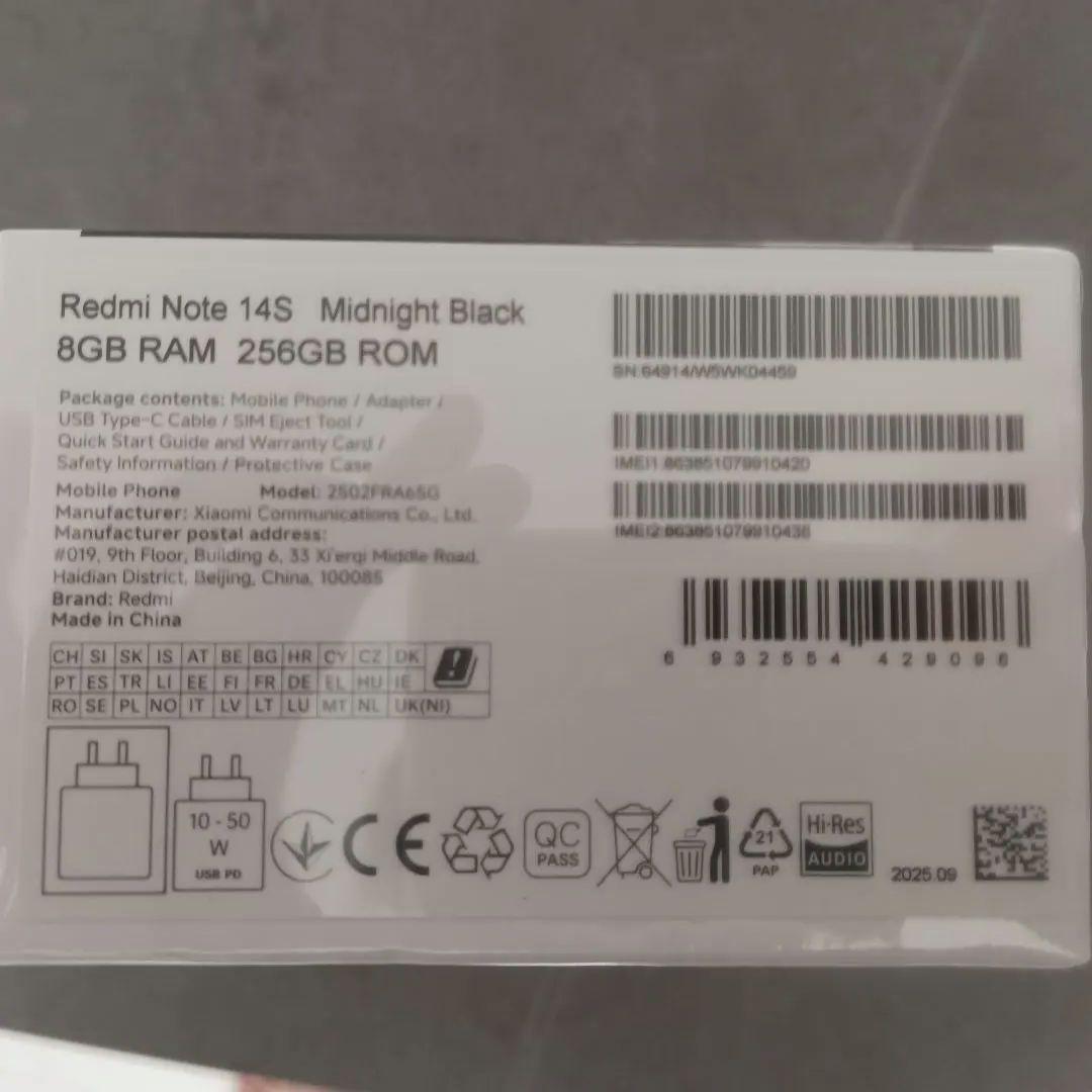 スマートフォン本体 Redmi Note 14S 8GB RAM 256GB ROM