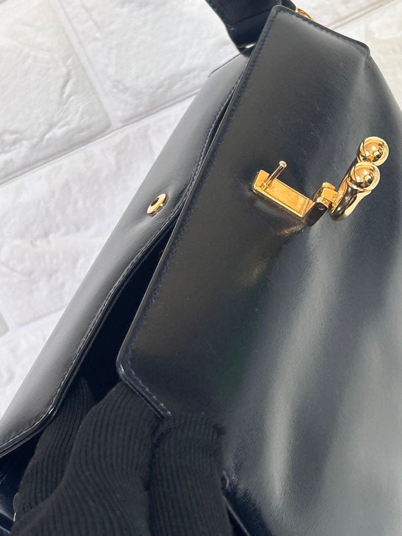 GUCCI カーフハンドバッグ　濃紺