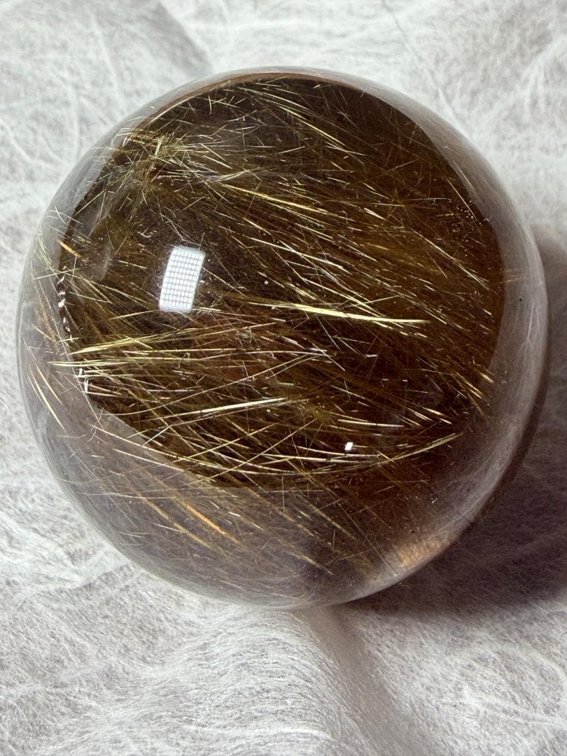 金運アップ◇ゴールドルチルクォーツ◇丸玉　約40.2㎜