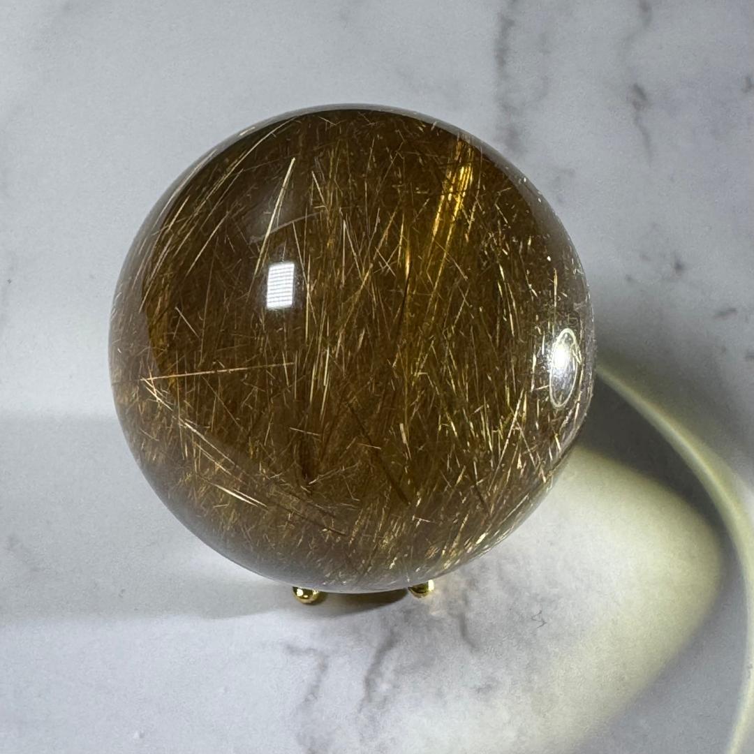 金運アップ◇ゴールドルチルクォーツ◇丸玉　約40.2㎜