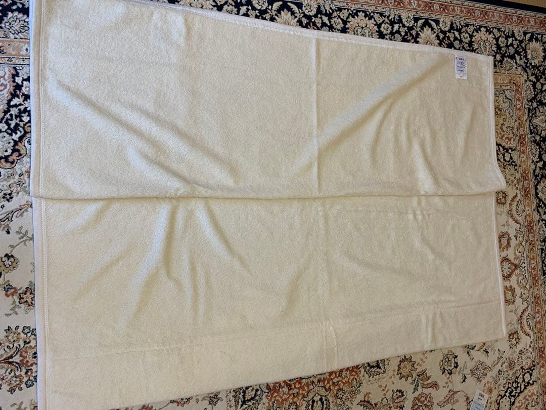 未使用タグ付き京都西川タオルケット日本製シングルサイズ綿100%クリーム色高品質