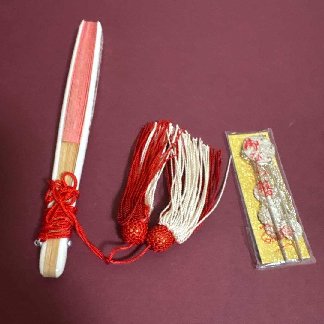 七五三用 赤色花柄草履とバッグセット