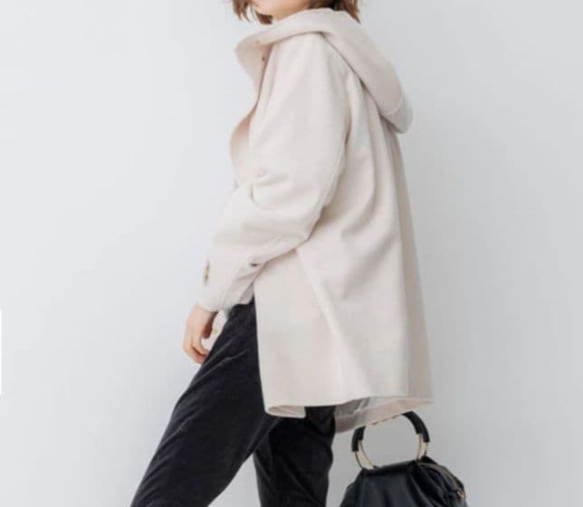 美品☆23区 ウールカシミヤビーバー フード付き ショートコート ベージュ