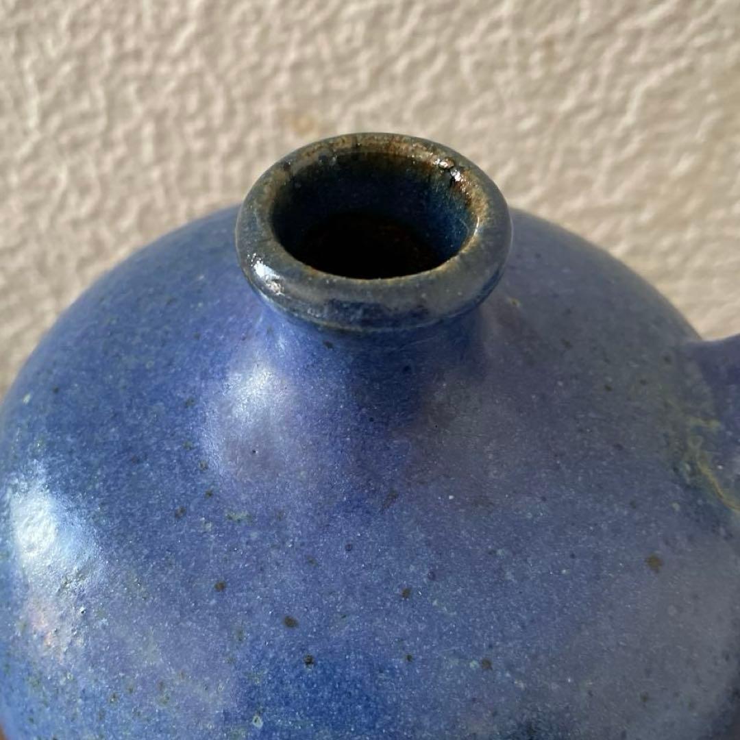 ヴィンテージ花器 ドイツ花瓶 27cm青色 陶器 華道