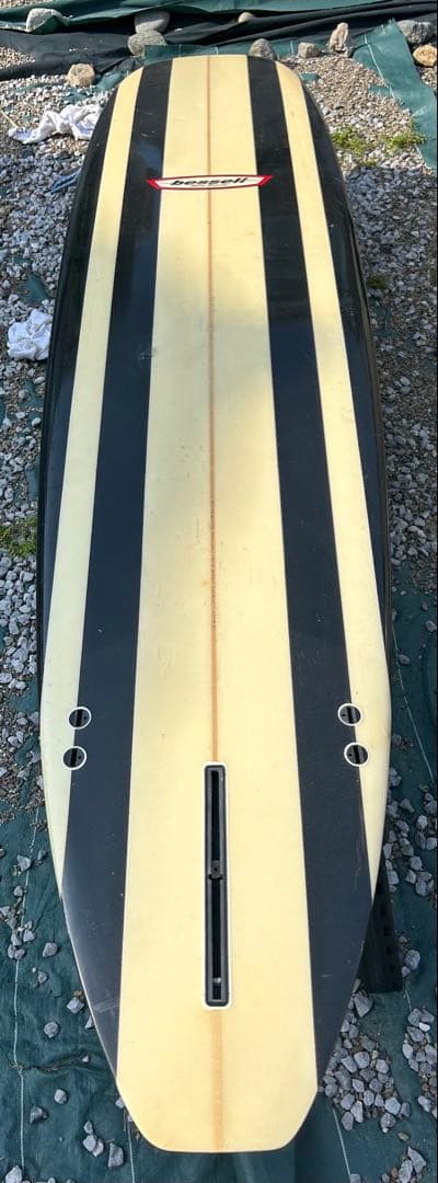 bessell ロングボード ブラック/クリーム ストライプ