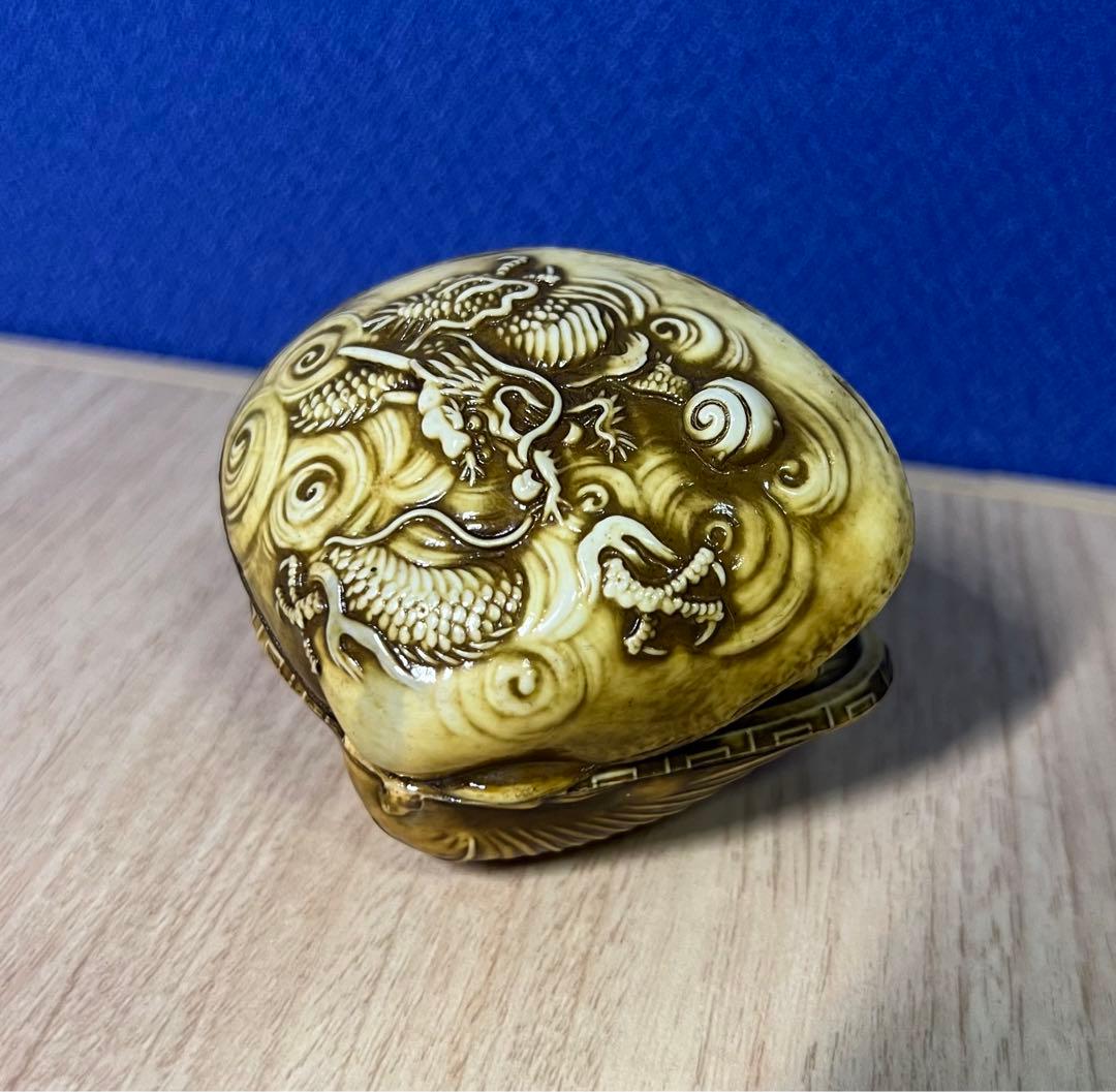 蛤の彫刻 七福神 置物 縁起物