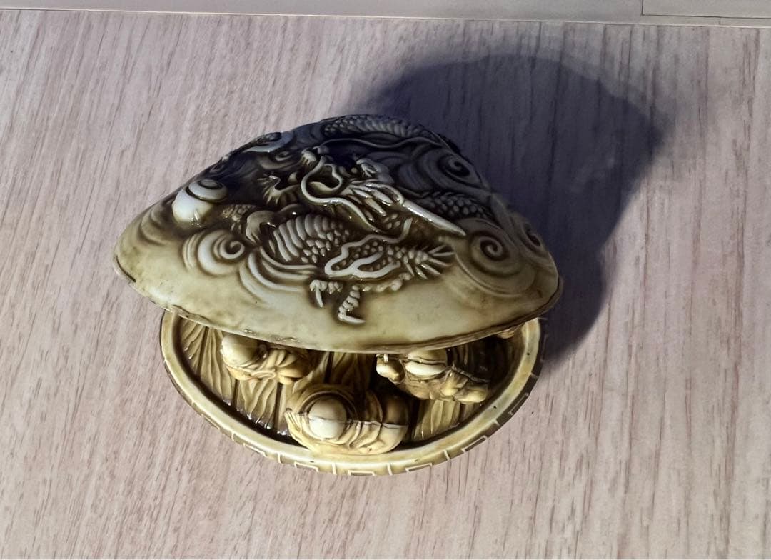 蛤の彫刻 七福神 置物 縁起物