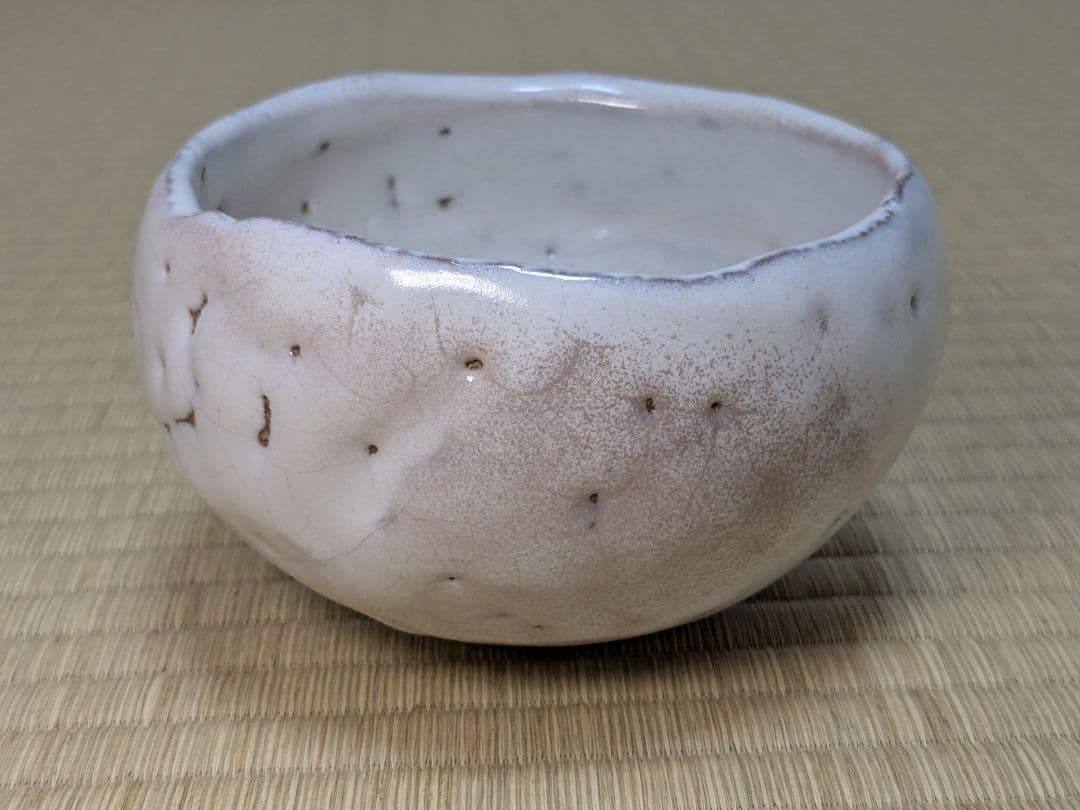 【人気作】【完品】萩刳貫茶碗　兼田昌尚　萩焼　天龍窯