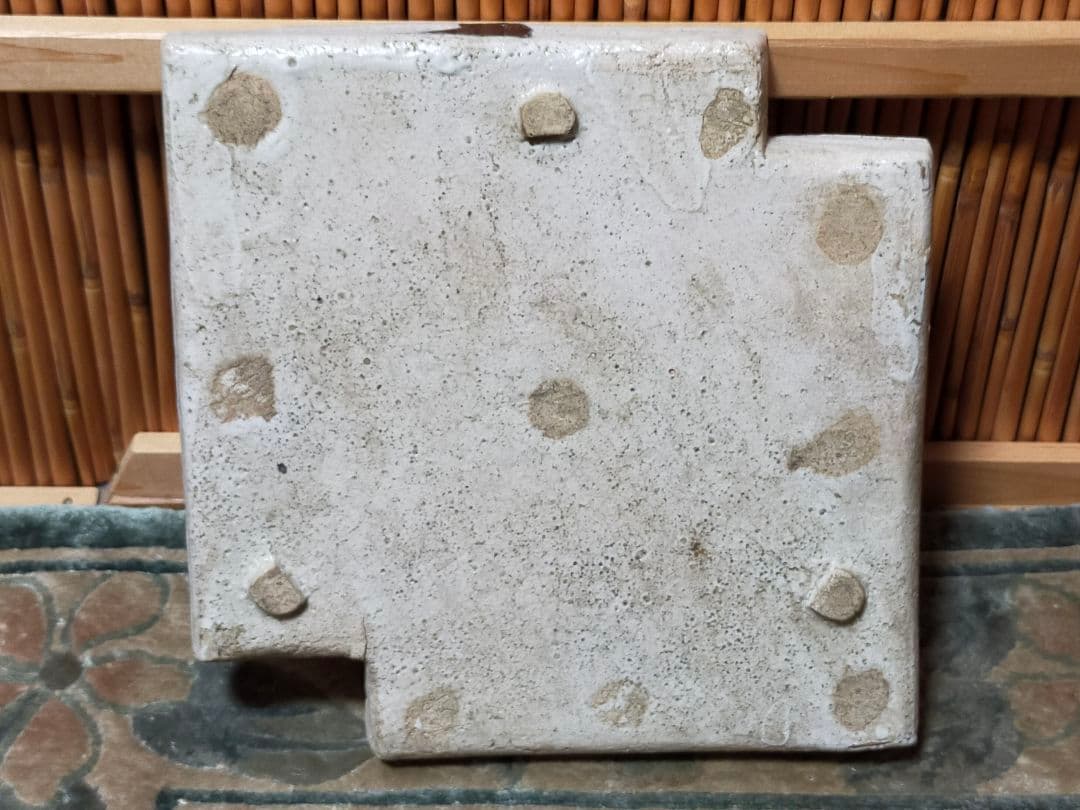 ♥志野　鉢　木箱付き　四方鉢　陶板　古玩　骨董品