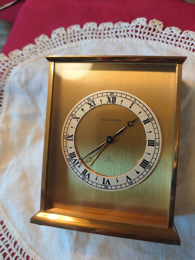 BUCHERER ブッフェラー手巻き置き時計 ゴールド 8Day目覚(稼働品)