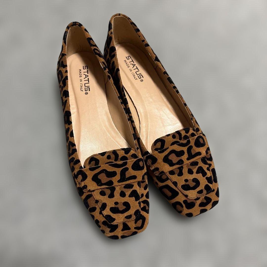 極美品　STATUS ステイタス　スクエアトウ フラットシューズ　パンプス