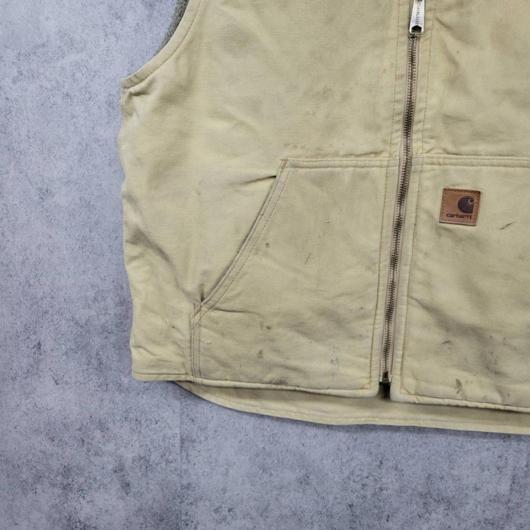 古着 90s メキシコ製 カーハート ダックジャケット ベスト ベージュ L