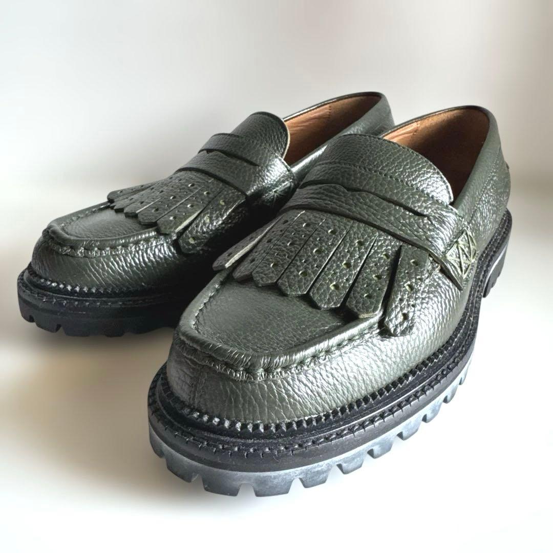 【美品】ETRO　レザーローファー　イタリア製　シボ革　41サイズ