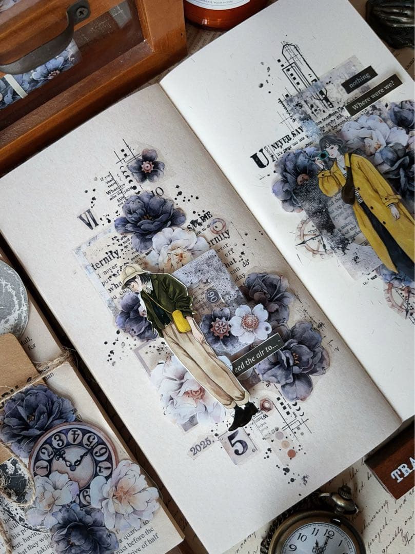 壹洱原创《烟墨白》海外マスキングテープ　マステ 【2375】