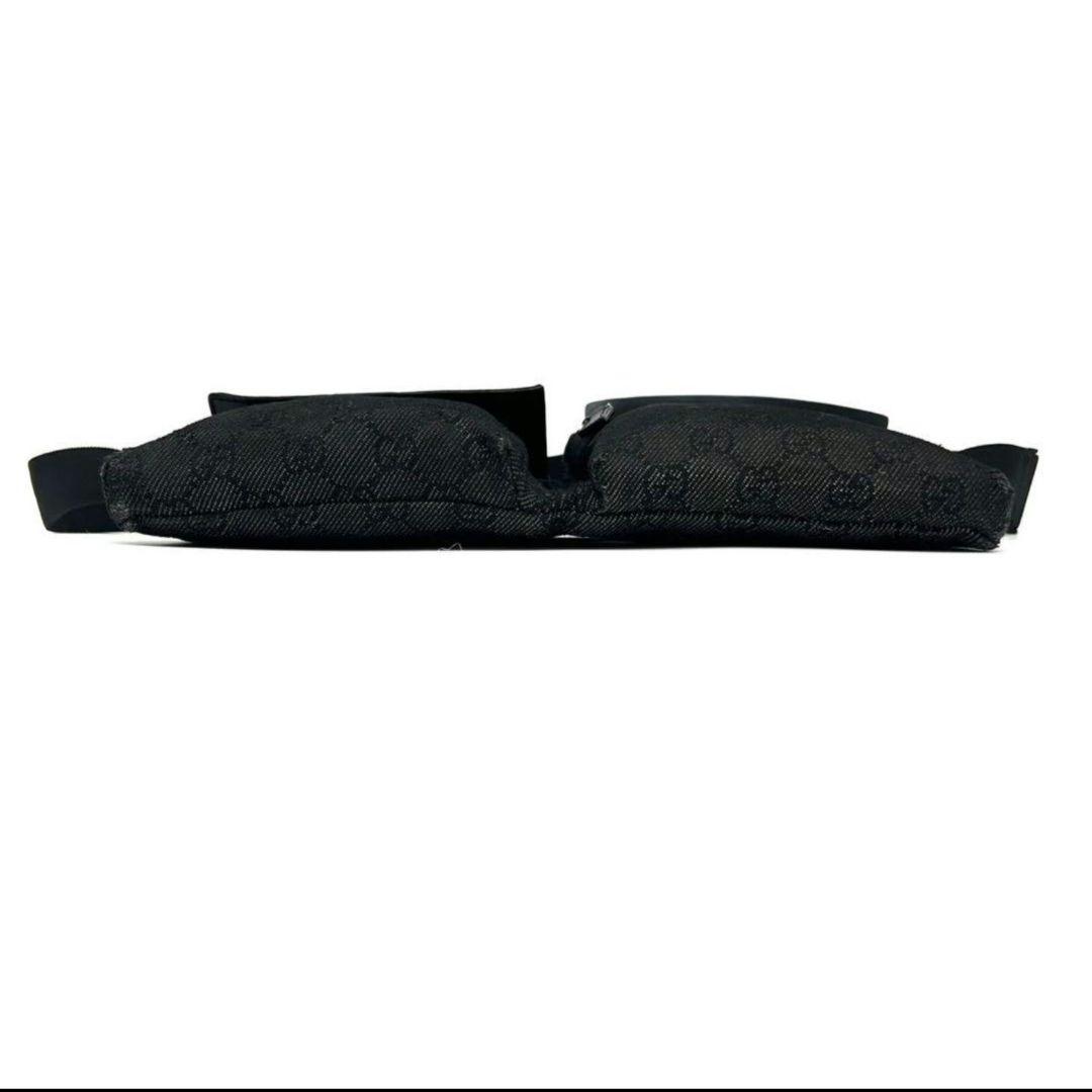 【美品】グッチ ボディバッグ ショルダー GG柄 ロゴ型押し ブラック