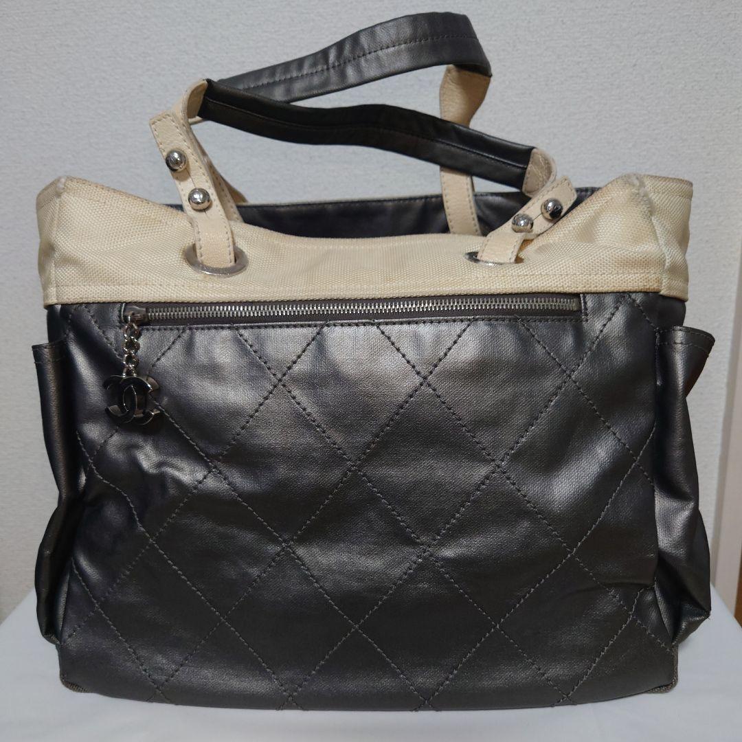 CHANEL パリピアリッツGM ダークグレー トートバック ポーチ付き