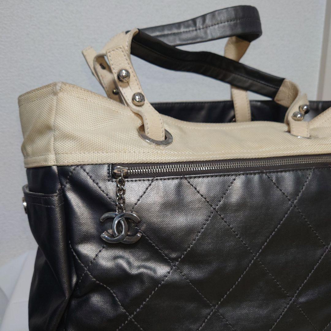CHANEL パリピアリッツGM ダークグレー トートバック ポーチ付き