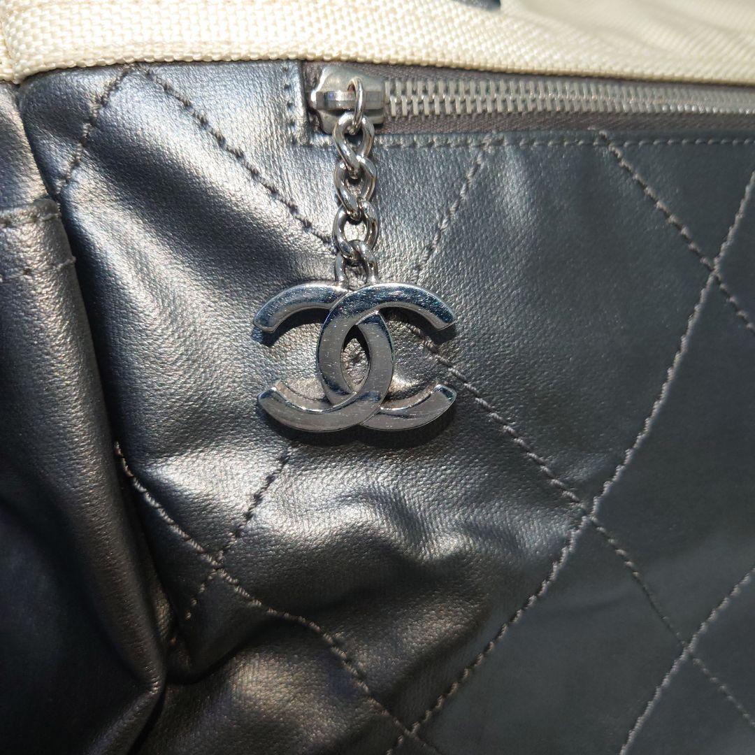 CHANEL パリピアリッツGM ダークグレー トートバック ポーチ付き