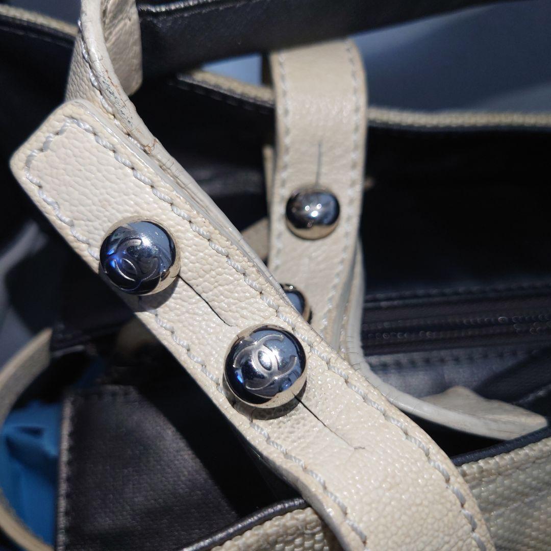 CHANEL パリピアリッツGM ダークグレー トートバック ポーチ付き