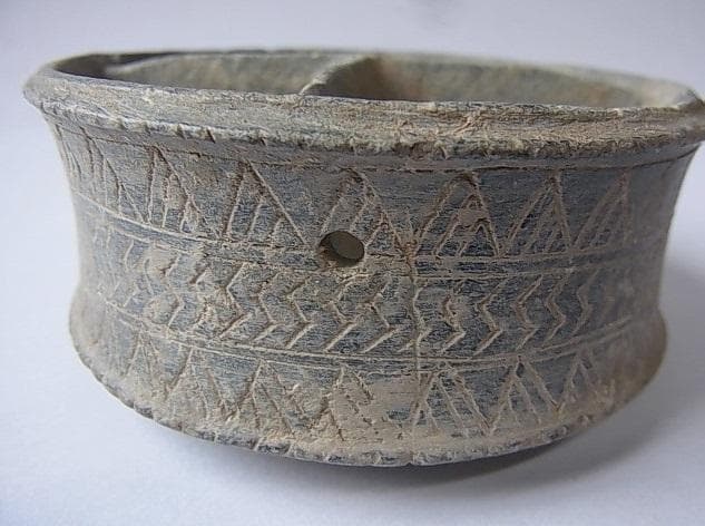 ★Z0909★ 古代　石器　彫刻石　オイルランプ　繊細彫刻　灯火器