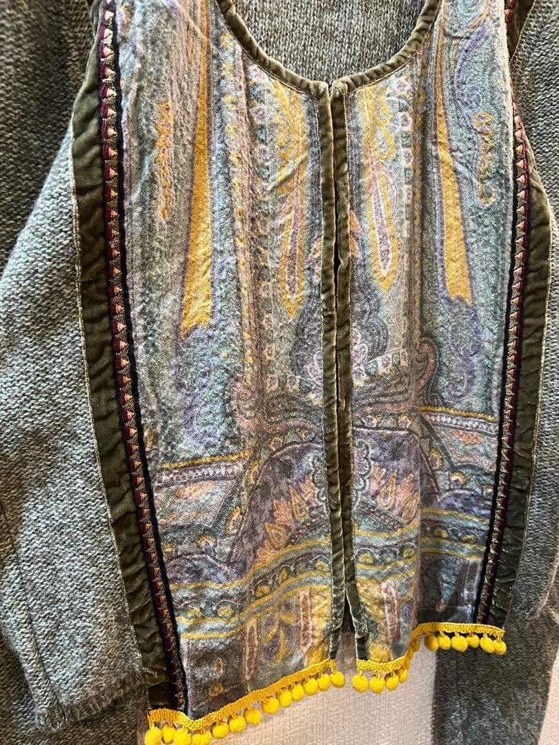 ETRO エトロ　シルクプリント切り替え デザインニット カーディガン