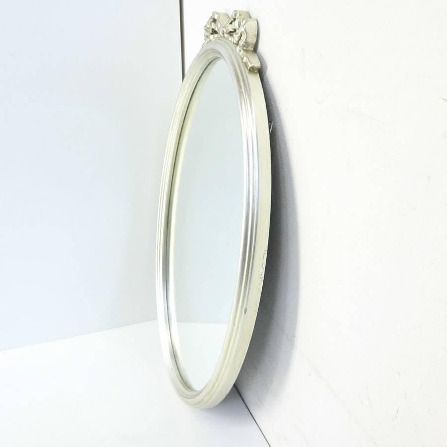 値下げ英国製 ローラアシュレイ ウォールミラー 壁掛け鏡 シルバー色 リボン装飾